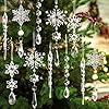 18pcs crystal christmas ornaments for tree decorations hanging acrylic snowflake icicle ornaments with drop pendants for winter wonderland chandelier crystals decorations supplies  urban country home decor