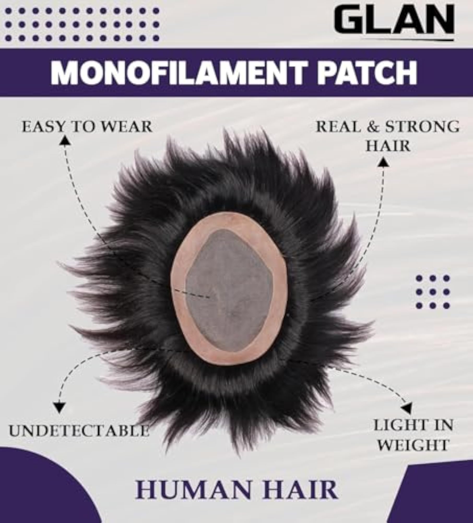 Men's Human Hair Patch Toupee Wigs, Hair Replacement Systems