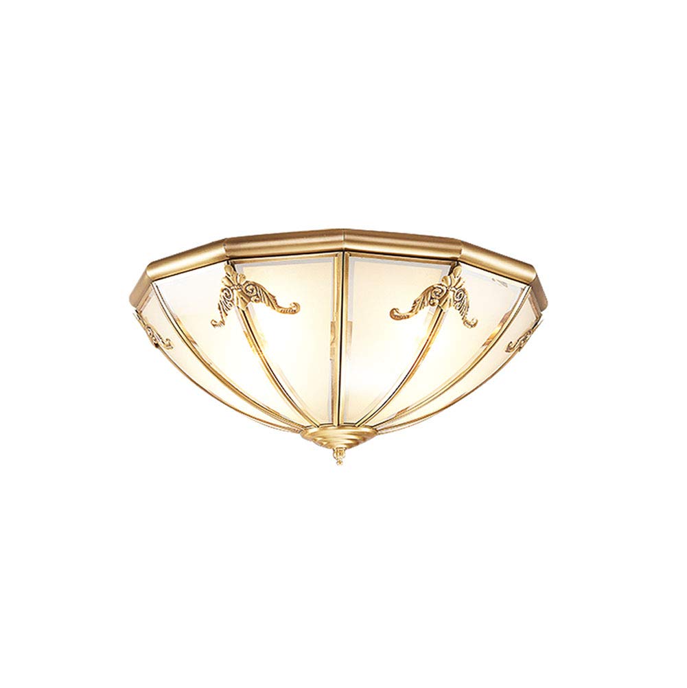 LLDHWXVintage 3-lights Brass Ceiling Light Fixture Modern Flush Mount Round White Glass Shade Ceiling Lamp For Hallway Stairway Home Kitchen Entryway-Copper 3-lights