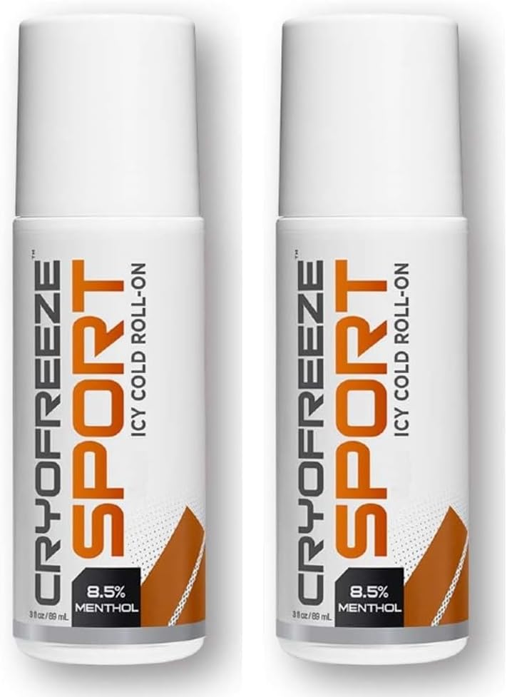 OMAX 2 Bottles CryoFreeze Pain Relief Menthol Roll On, Sport ICY Cold, Arthritis, Back Pain, Muscle & Joint, Arnica, Made in USA, 3oz per/Bottle