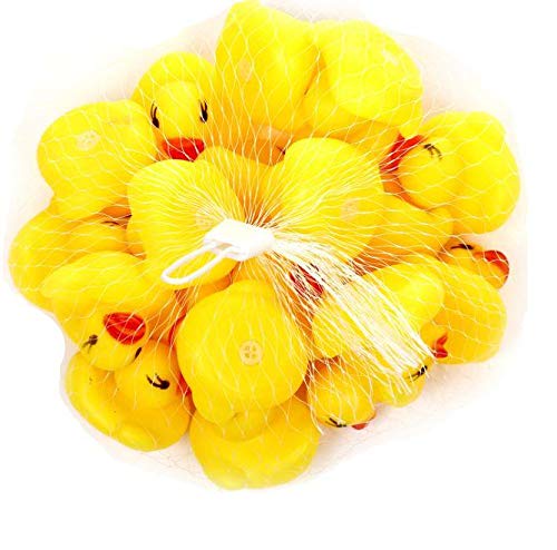 Swimming Water Toys Pack 20 Soft Floating Rubber Duck Squeeze Sound Squeaky Bath Toy For Baby Bath
