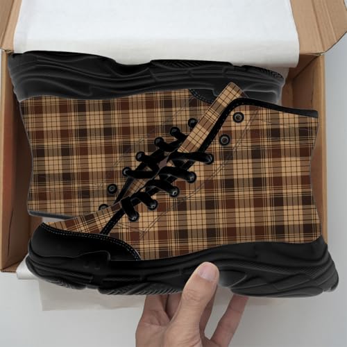 Quorax Plaid High Top Sneakers for Women Men Tartan Plaid Canvas Shoes Gifts for Her Him2