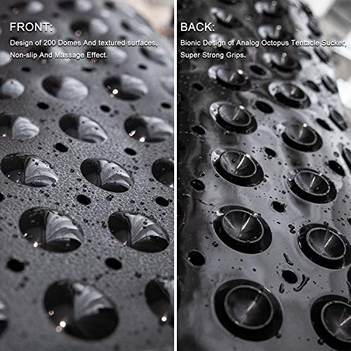 Teeshly Bathtub Mats For Shower Tub Extra Long Non-Slip Bath Mat, 39 X 16 Inch Shower Mat With Drain Holes And Suction Cups, Bath Tub Mat For Bathroom With Machine Washable (Opaque Black) #TOP2