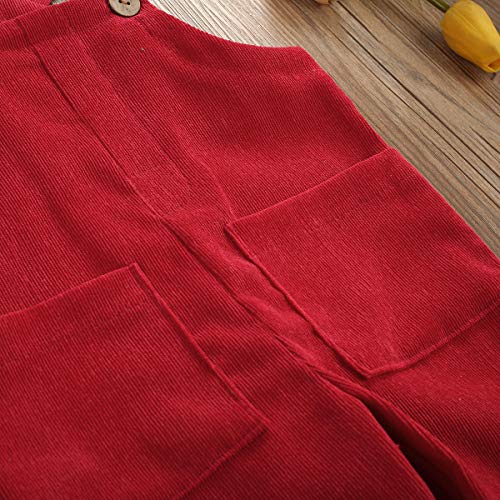 Unisex Clothes Toddler Baby Girl Boy Solid Romper Overalls One Piece Bodysuit Suspender Jumpsuit Bib Pants Velvet Outfit B-red