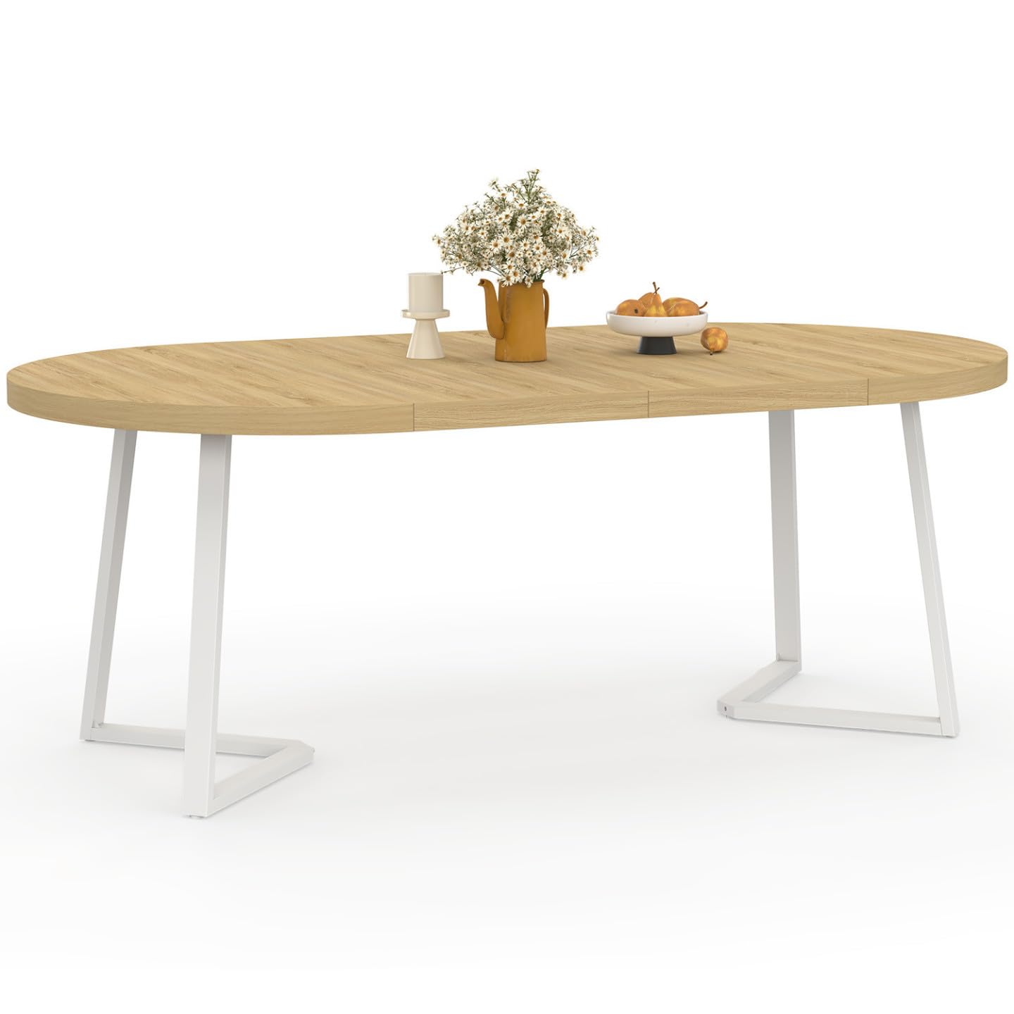 IDMarket - Mesa de Comedor Extensible Redonda Selma 4-10 Personas Madera y Blanco 110-200 cm