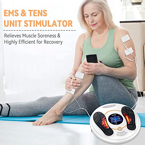 Osito Foot Nerve Muscle Massager With Ems & Tens, Electric Foot Stimulator With Remote Control & 4 Tens Pads, Improves Neuropathy And Plantar Fasciitis #TOP1