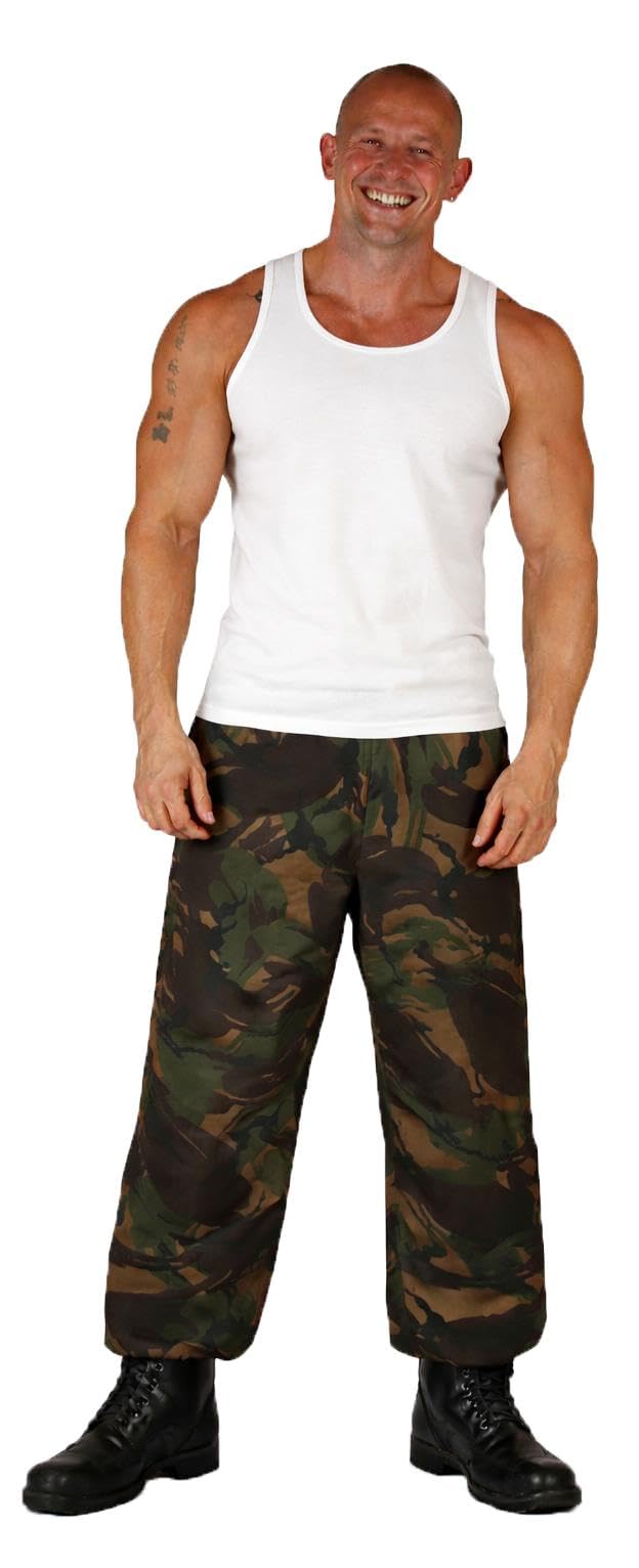 The Dragons Den Adults Camouflage Trousers Army Camo Combat Pants Soldier Military Fancy Dress [S-M]
