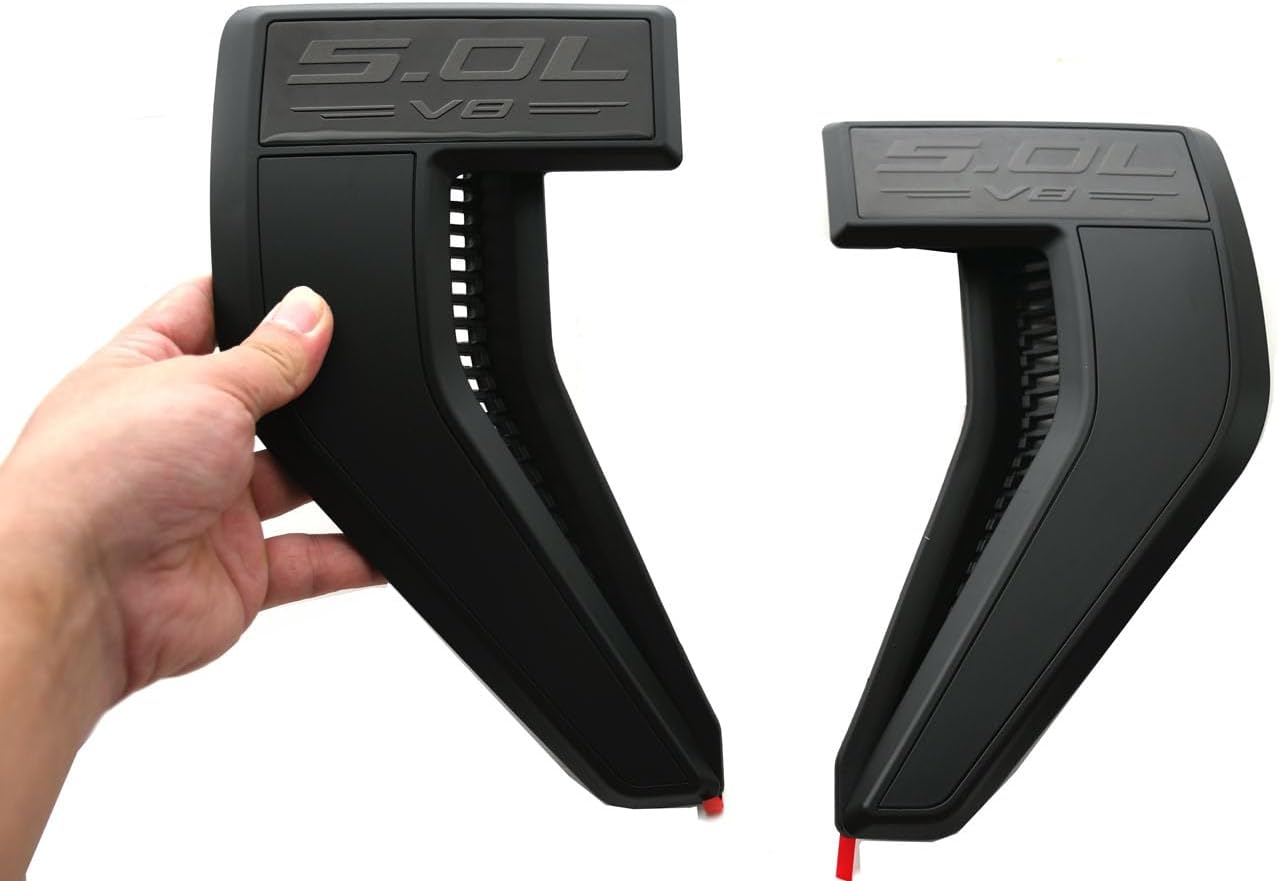 1pair Custom Vent 3D Decal Sticker Front Badge Side Vent Output Engine Cover Replacement for F150 2021-2026 F150 Accessories XL XLT Lariat Limited Platinum (Black-5.0L V8)