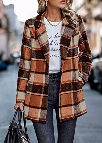 PRETTYGARDEN Women Plaid Shacket Jacket Trendy Fall Casual Button Wool Blend Tartan Trench Coat Winter Clothing with Pockets