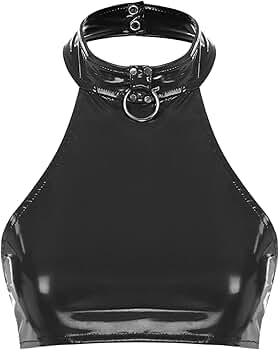 Amazon.com: Shinsto Women's Glossy PVC Leather Halter Neck