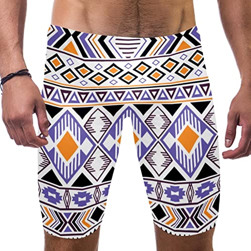 Bañador de natación atlético tipo bóxer con diseño geométrico tribal secado rápido
