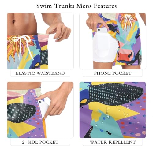 Pantalones cortos de correr ligeros con divertido estampado de vaca de las tierras altas 6