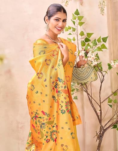 Image of SIRIL Women's Weaving Paithani Silk Saree With Unstitched Blouse Piece