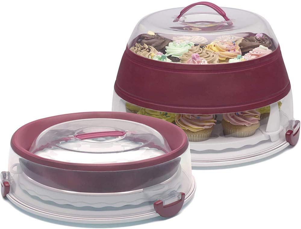 2-lagiger Zusammenklappbarer Cupcake-Träger, 24 Löcher, Einfacher Transport Von Muffins, Keksen Oder Desserts Zu Partys, Lila