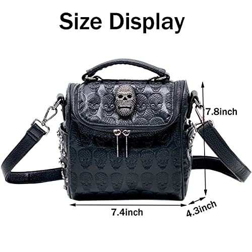 XingChen Women Studded Skull Gothic Crossbody Shoulder Bag Travel Leather Small Handbag Cellphone Purse2