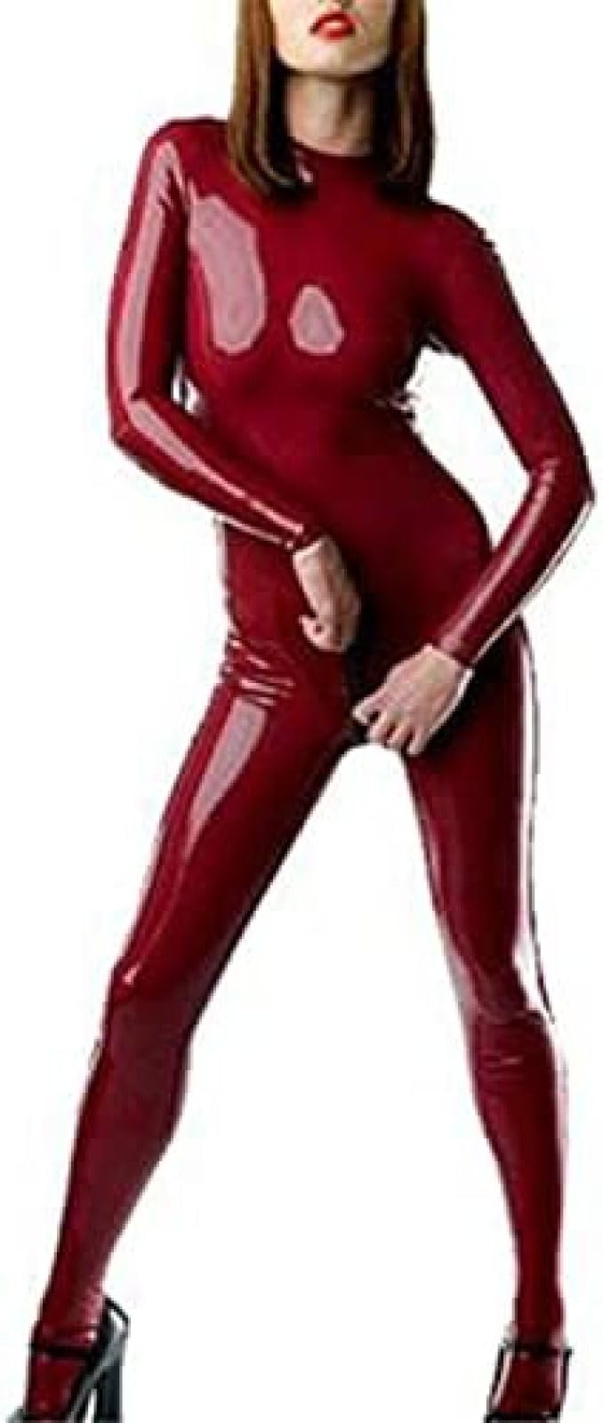 XL/レッド】全身ラバータイツ ラバースーツ コスプレ 一体型 赤