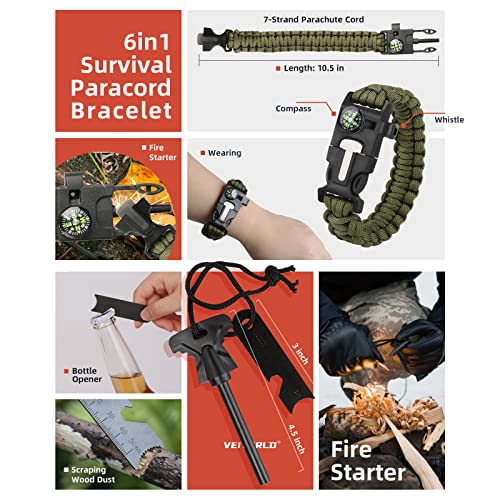 VEITORLD Gifts for Men Dad Him Christmas - Survival Gear and Equipment 12 in 1, Survival Kits - Cool Unique Fishing Hunting Birthday Gifts for Husband Teen Boy Boyfriend Women, Mens Stocking Stuffers - Image 4
