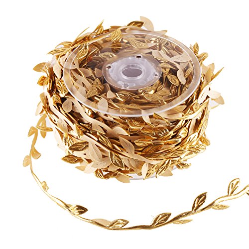 DECORA 36 Yards Artificial Gold Leaf Ribbon Trim...
