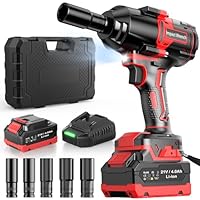 Bamse Cordless Impact Wrench, 1/2" Brushless Power Impact Gun 21V, 738Ft-lbs(1000N.m) High Torque Electric Impact Gun with Battery 4000mAh,Fast Charger & 5 Sockets,Power Impact Driver for Car and Home