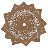 PJPSAA 12 Pack Bandanas Unisex Paisley Cowboy Bandanas Bulk Multi Purpose Headband Scarf for Men Women Costume(Light Brown)