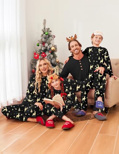 Ekouaer Family Christmas Pajamas Matching Sets Womens Mens Pjs Long Sleeve Sleepwear Holiday Lounge Sets