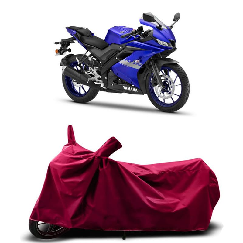 Image of DUFFEL-Two Wheeler Bike Body Cover Compatible for Yamaha Yzf-R15 V3 New Bs6 Heat Protectio /UV-Rays /Birds Dropping /DustProof /Waterproof Indoor Outdoor and Parking Full Body Protection [MAHROON]