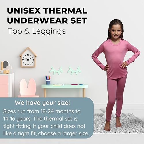 Ultra Dry Thermal Underwear For Kids Long Johns Fleece Lined Leggings And Shirt Boy And Girl Unisex Underwear Base Layer3