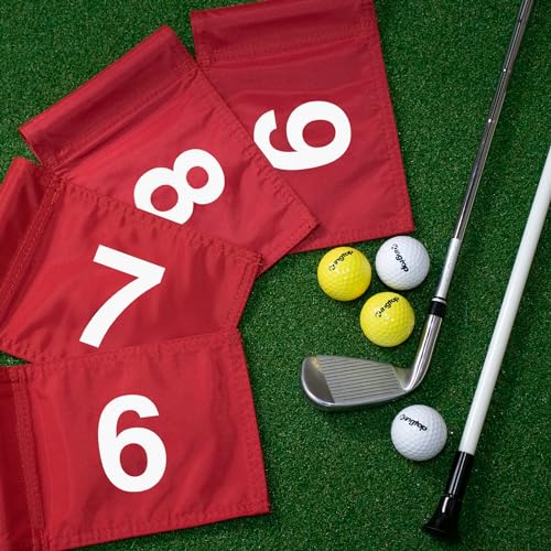 KINGTOP Numbered Golf Flag 8x6 Inch – Upgraded Double Layer 420D Nylon, Double Sided Printing, Tube Inserted – Mini Practice Putting Green Flags for Yard, Red #7-9 - Thumbnail 6