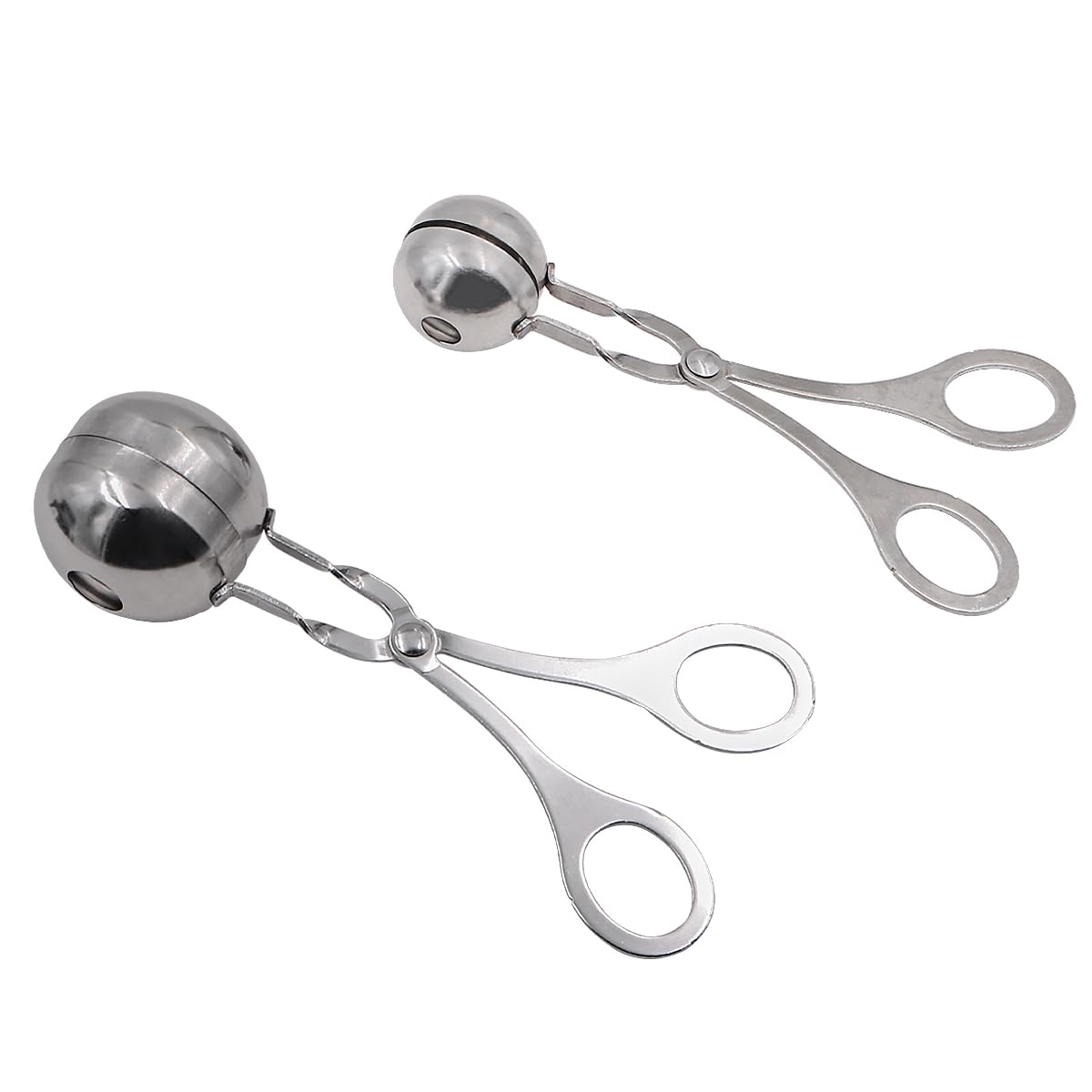 ANCLLO Meat Ballers, Stainless Steel Non-Stick Meatball Maker, Tongs, Cake Pop Meatball Maker Ice Tongs, Cookie Dough Scoop for Kitchen (1.38 inch and 1.78 inch)
