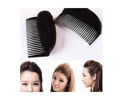 2PCS Women Lady Girl Magic Hair Styling Clip Do Beehive Hair Styler Tool Charming Bump It Up Volume Inserts Stick Bun Maker Hair Comb Hair Accessories (Black) - Thumbnail 2