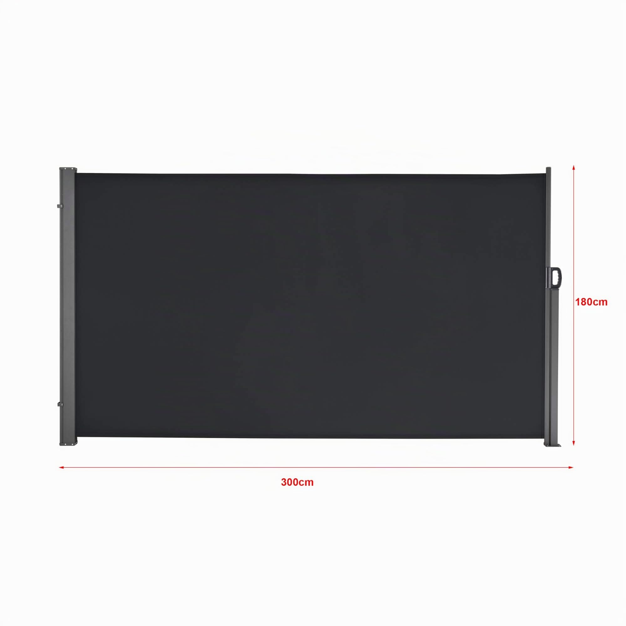 pro.tec Brise-Vue pour Balcon Terrasse Jardin Store Latéral Pare-Soleil Protection Intempéries UV Vie Privée Acier Polyester 180 x 300 cm Noir