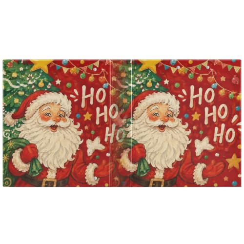 Image of 3 Ring Binder Santa Claus Christmas Tree 1.5 inch Binders Three Ring Binders with Clipboard Fit 8.5'' x 11'' Paper 3 Interior PVC Clear Pockets for Office Supplies