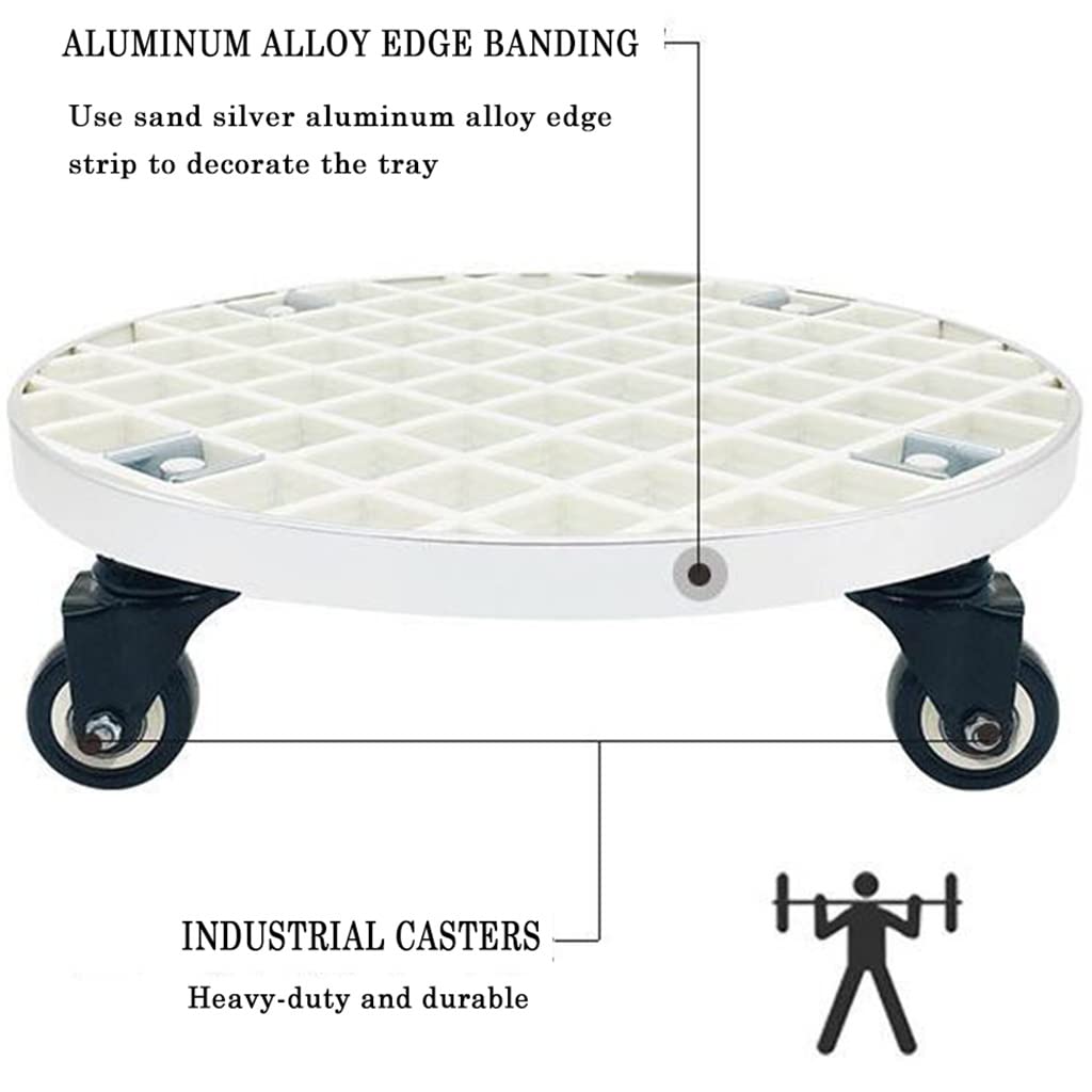 Carrello per piante resistente con ruote, 25,4 cm, per vasi grandi, vassoio circolare mobile per fioriere da giardino