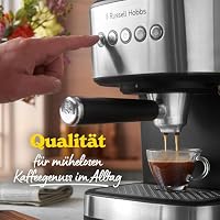 Russell Hobbs Espressomaschine [Kaffepulver und Kapseln] Heaton (Einzel- &Doppelshot, Dampfdüse, 15 & 20bar Druck, 1,5l Wassertank, Tassenwärmer, Edelstahl-Akzente) Siebträgermaschine 28700-56 – Ansicht 5