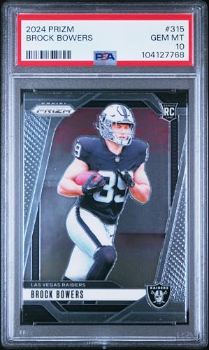 Graded 2024 Panini Prizm Brock Bowers #315 Rookie RC Football Card PSA 10 Gem Mint