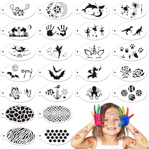 SRIZIAN 24 Reusable Face Paint Stencils Cover