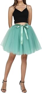 Women Tutu Skirts 7 Layered Short Tulle Skirt A-line Pleated Princess Skirts High Waist Mesh Skirt for Prom Party