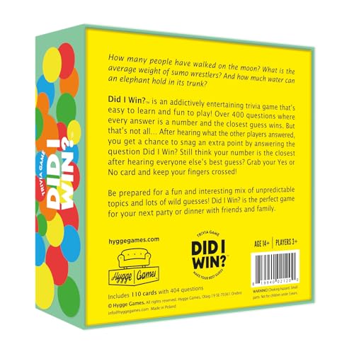 Juego de Trivia Did I Win? de Hygge Games | Juegos de Mesa para Adultos y Adolescentes | Edad Recomendada 14+ | Tiempo de Juego: 30 Minutos miniatura 3