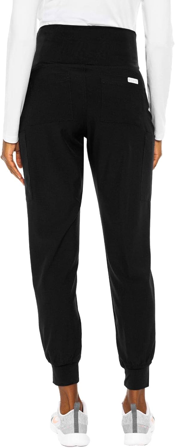 Med Couture Maternity Jogger Pants Scrub Bottoms with 4 Pockets, Knit Waist Panel, Ultra Soft and 360° Stretch - MC8729 - Image 2