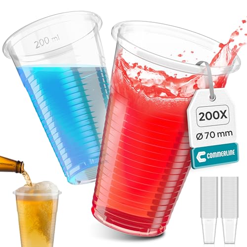 Commerline Plastikbecher Trinkbecher Einwegbecher 0 2 Liter 1000 Stück
