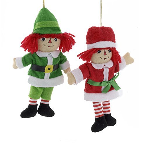 Kurt Adler 5" Raggedy Ann & Andy Miniature Plush Ornaments 2/asstd: 8ea Ann & 4ea Andy