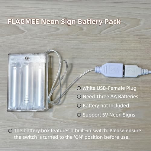 Image of Battery Pack for 5V LED Neon Signs, Converts USB Neon Signs to Battery-Operated, Perfect for Indoor /Outdoor Use