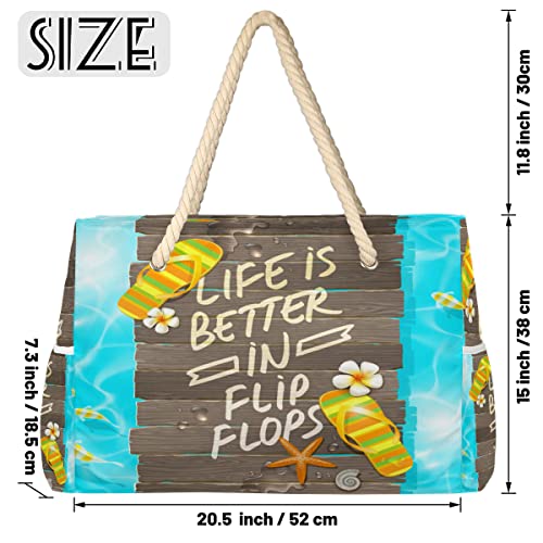 cfpolar Bolsa de praia feminina para praia, impermeável, alça de praia de alta capacidade com corda