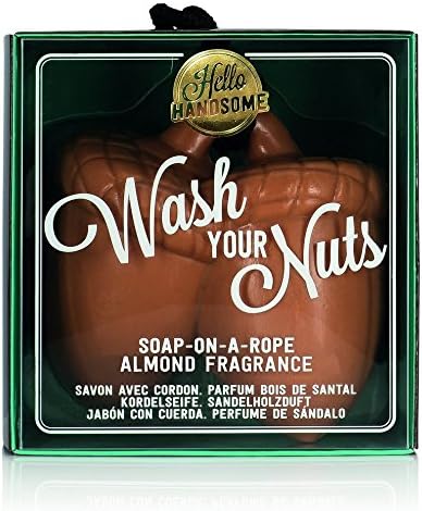 Npw-Usa Hello Handsome Wash Your Nuts Soap-On-A-Rope, Nutty Almond