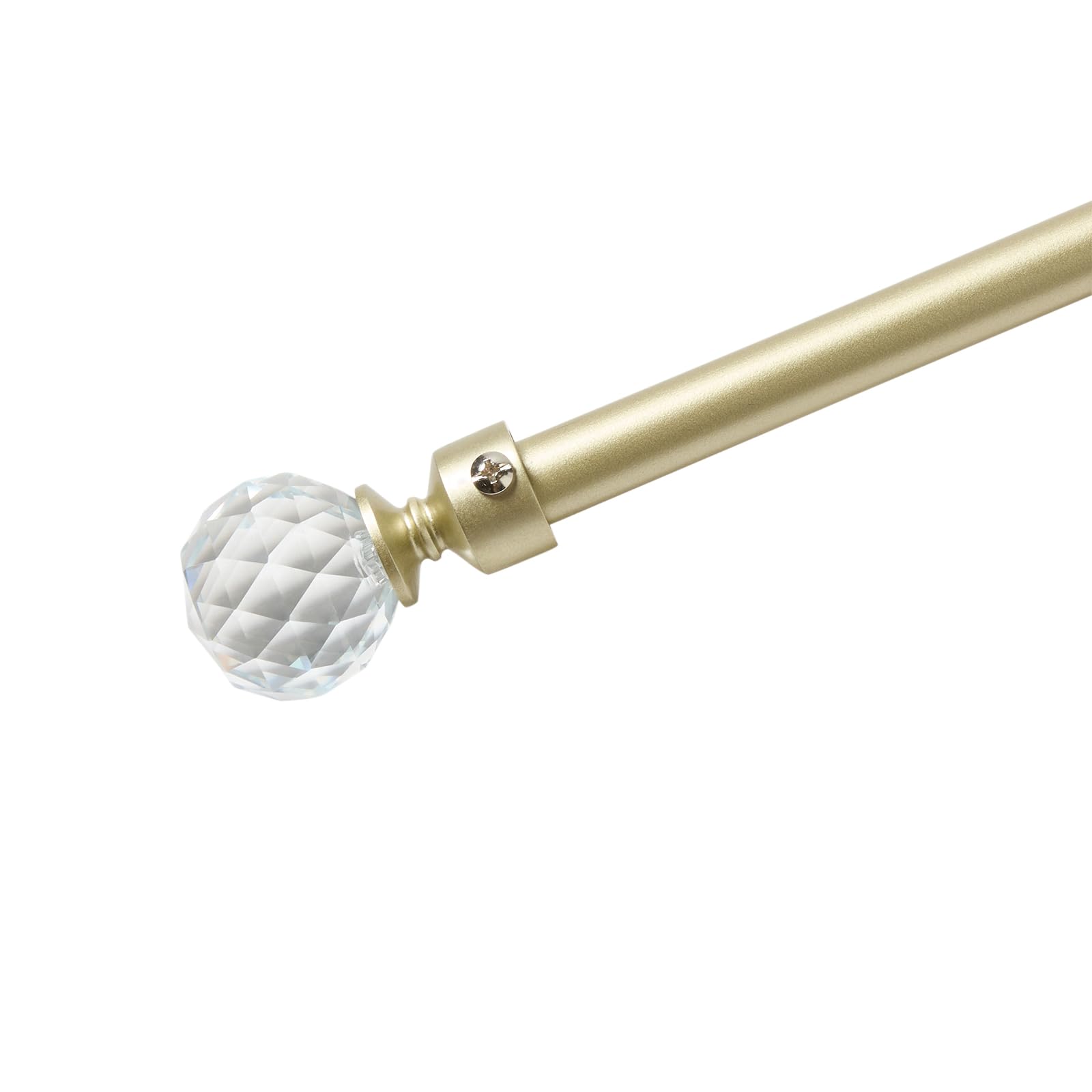 OHS Gold Curtain Pole Crystal Ball, 120-220cm Extendable Curtain Poles with Brackets and Finials Adjustable Sturdy Metal Rod Easy Install Curtain Pole for Windows, Brushed Gold
