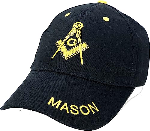 Image of AborenCo Freemason Mason Lodge Symbol Adjustable 3D Embroidery Baseball Cap Hat