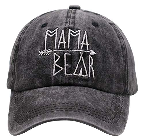 Image of KKMKSHHG Unisex Mama Bear Denim Hat Adjustable Washed Dyed Cotton Dad Baseball Caps
