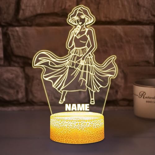 SHGAHINA Personalized Girl Singing Night Light,Custom Name Led Lamp 16 Colors Dimmable with Remote Control Smart Touch,Christmas Birthday Gift for Teen Kids Women Girls Bedroom Decor