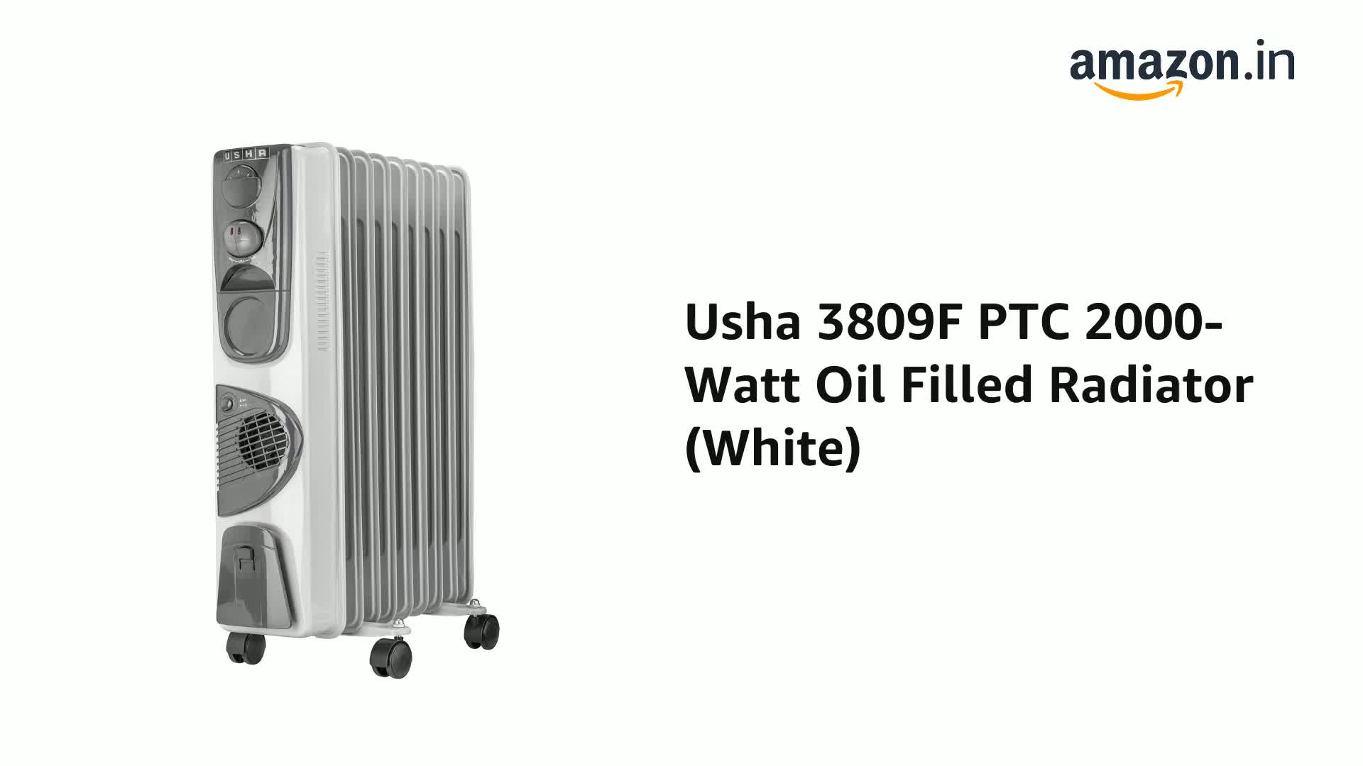 Buy Usha 3809F PTC 2000 Watts Oil Filled Radiator Room Heater (White)  Online at Low Prices in India - Amazon.in