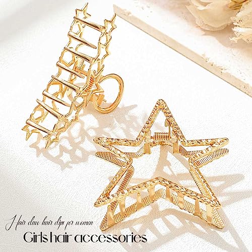 Pinzas de cabello Casdre Star metal dorado pack 2 miniatura 2